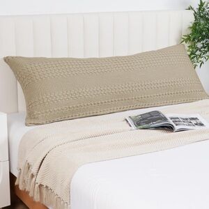 Elegant Khaki Tan Waffle Weave 100% Cotton Body Pillow Case/Cover